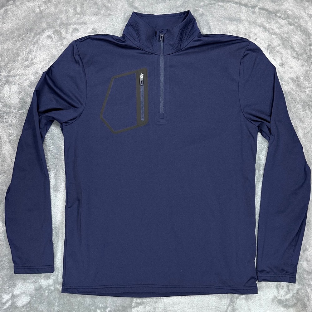 RLX Ralph Lauren Mens Navy Blue Quarter Zip Pullover Stretch Golf Shirt Size M